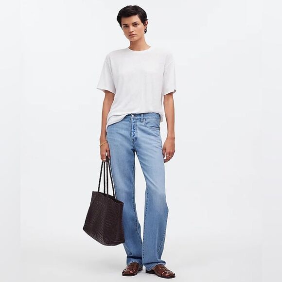 77- nwot madewell nr357 Linen-Blend Crewneck Oversized Tee sz l - Picture 4 of 7